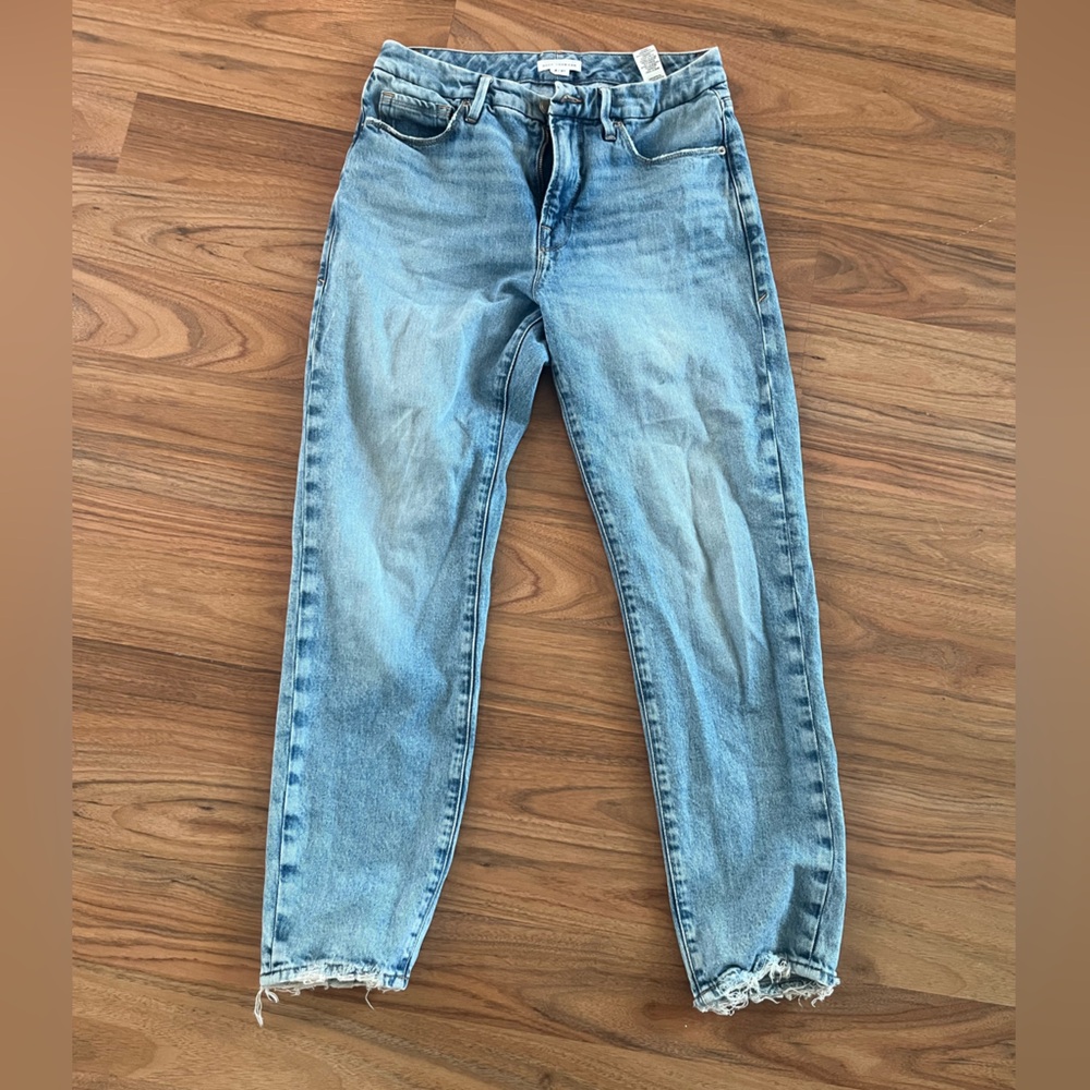 Good American Light Blue Distressed Ankle Jeans